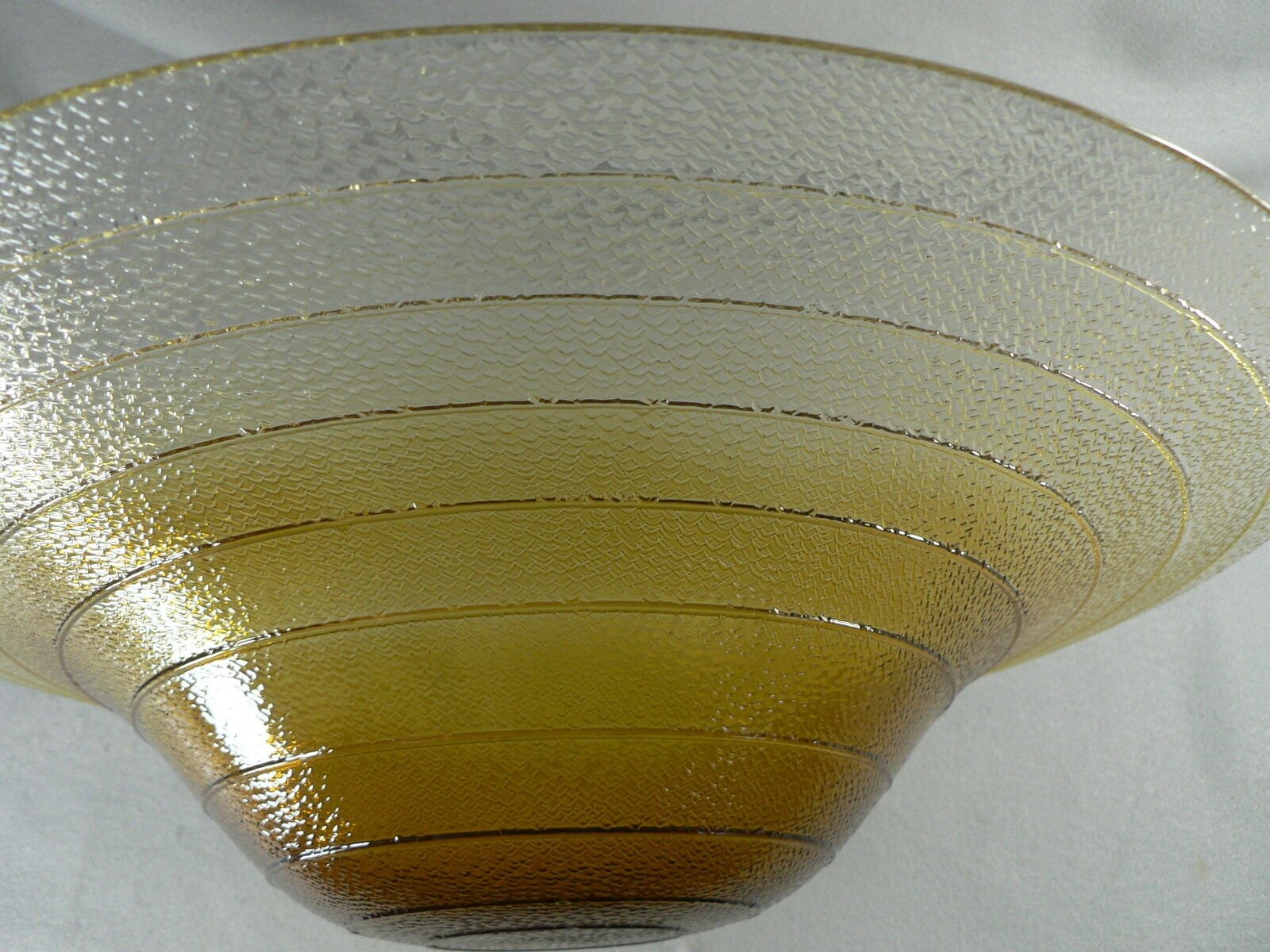 Large Art Glass Centerpiece Bowl Amber Fades to Clear Texture