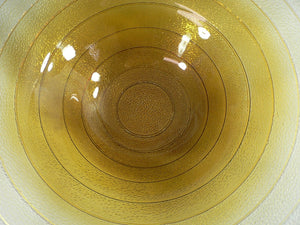 Large Art Glass Centerpiece Bowl Amber Fades to Clear Texture