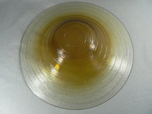 Large Art Glass Centerpiece Bowl Amber Fades to Clear Texture