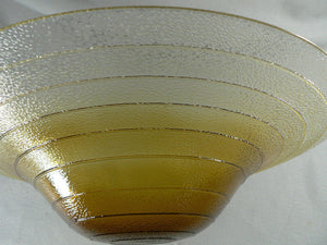 Large Art Glass Centerpiece Bowl Amber Fades to Clear Texture