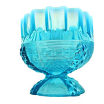 Load image into Gallery viewer, Blue Glass Pedestal Base Fluted Rim Vintage Candy Nut Dish  4&quot;
