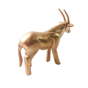 Antelope Gazelle Animal Statue Figurine Copper Colored Cast Aluminum 8" Tall