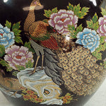 Load image into Gallery viewer, Asian Peacock Hand Painted Porcelain Vase with Synthetic Wagon Cart Stand
