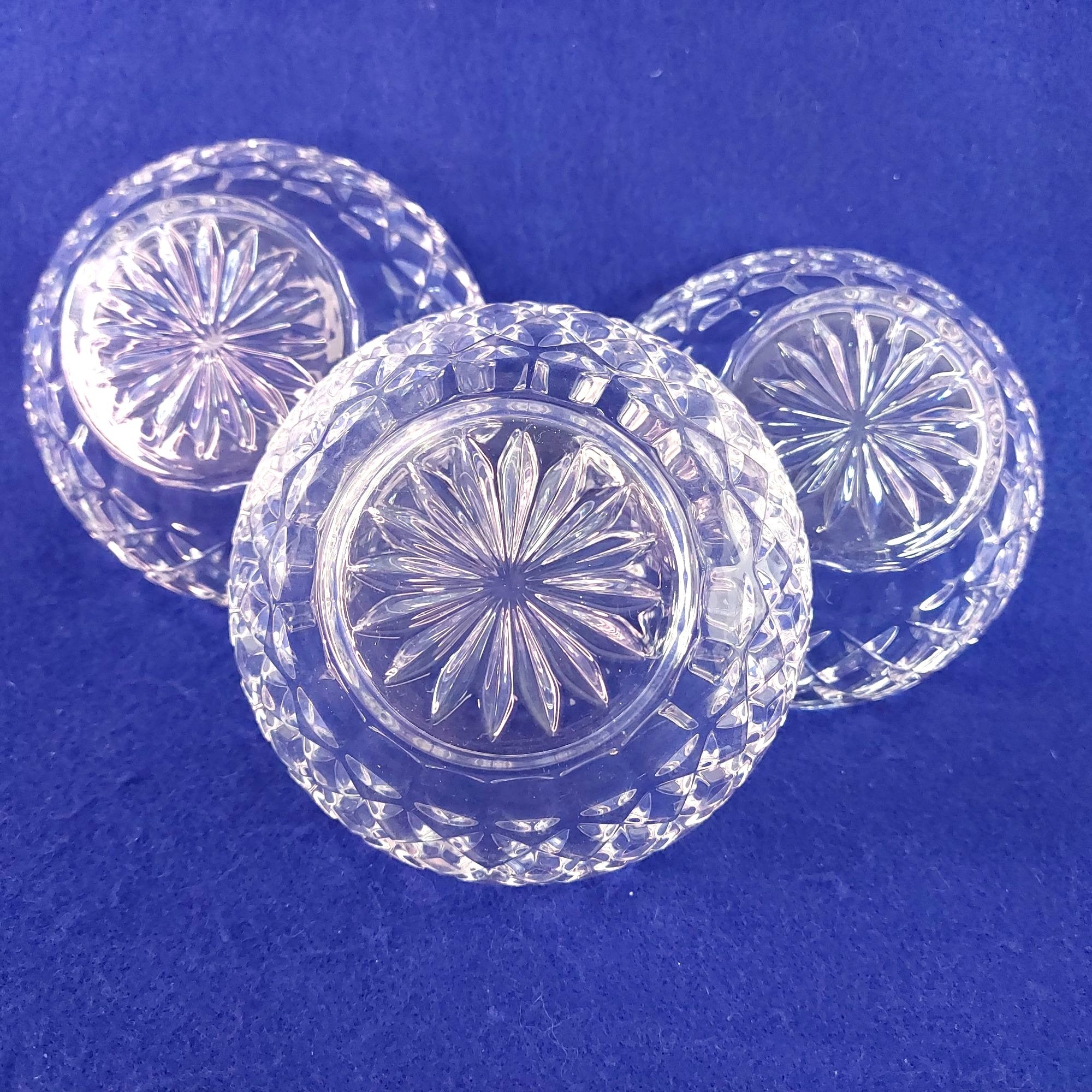 Lenox Bowl Crystal Diamond Criss Cross 5" Dia Original Decal Vintage Set of 3