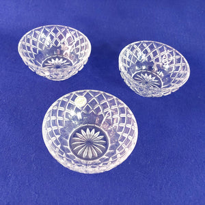 Lenox Bowl Crystal Diamond Criss Cross 5" Dia Original Decal Vintage Set of 3