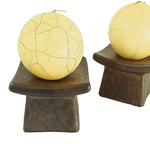 Load image into Gallery viewer, Candle Holders Asian Pagoda Style Ceramic with Custom Round Crackle Candles Set of 2

