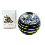 Load image into Gallery viewer, Paperweight Glass Taper Candleholder Blue Yellow Swirl Design 3 3/4&quot; Dia
