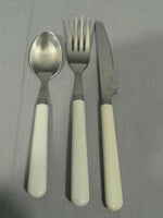 Load image into Gallery viewer, Vintage Retro camper style stainless flatware 3 pcs. white ferruled handle
