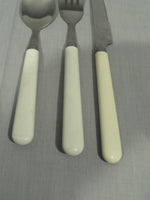 Load image into Gallery viewer, Vintage Retro camper style stainless flatware 3 pcs. white ferruled handle
