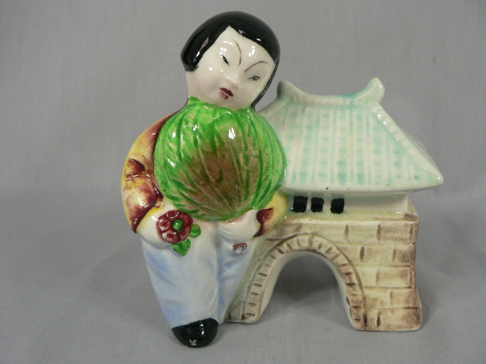 Vtg Asian Pocket Planter Made in Japan Hand Painted Chop Marked