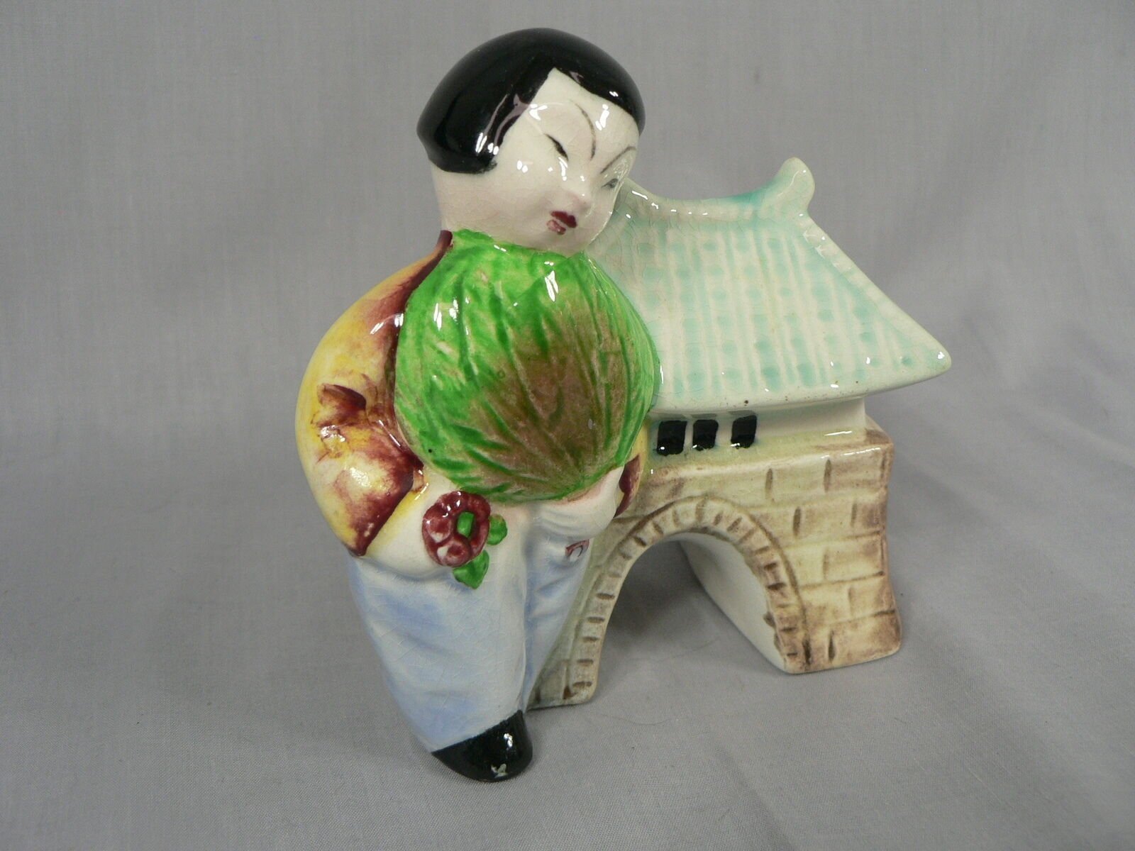 Vtg Asian Pocket Planter Made in Japan Hand Painted Chop Marked