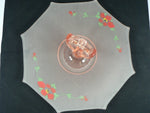 Load image into Gallery viewer, Vtg Depression Glass Sandwich Dessert Server Frosted Pink Hand Painted 8 sided
