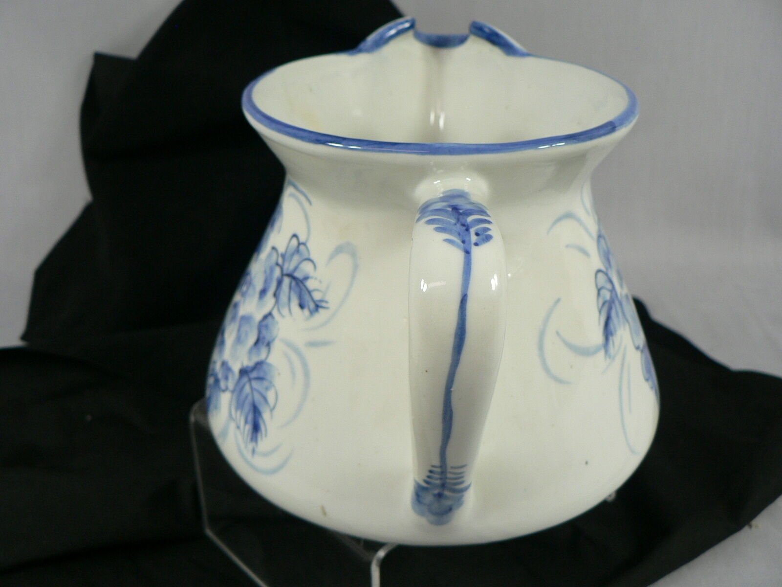 Water Pitcher Ice Lip or Teapot Hand Painted Glaze Floral