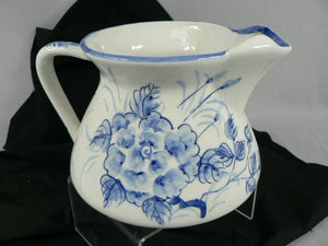 Water Pitcher Ice Lip or Teapot Hand Painted Glaze Floral