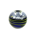 Load image into Gallery viewer, Paperweight Glass Taper Candleholder Blue Yellow Swirl Design 3 3/4&quot; Dia
