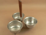 Load image into Gallery viewer, A Swedish modern retro condiment servers, 3 cups each, wood handle stand
