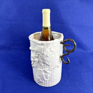 Wine Champagne Beverage Cooler Mud Pie Grape Motif Vintage Bar KItchen Decor 8"