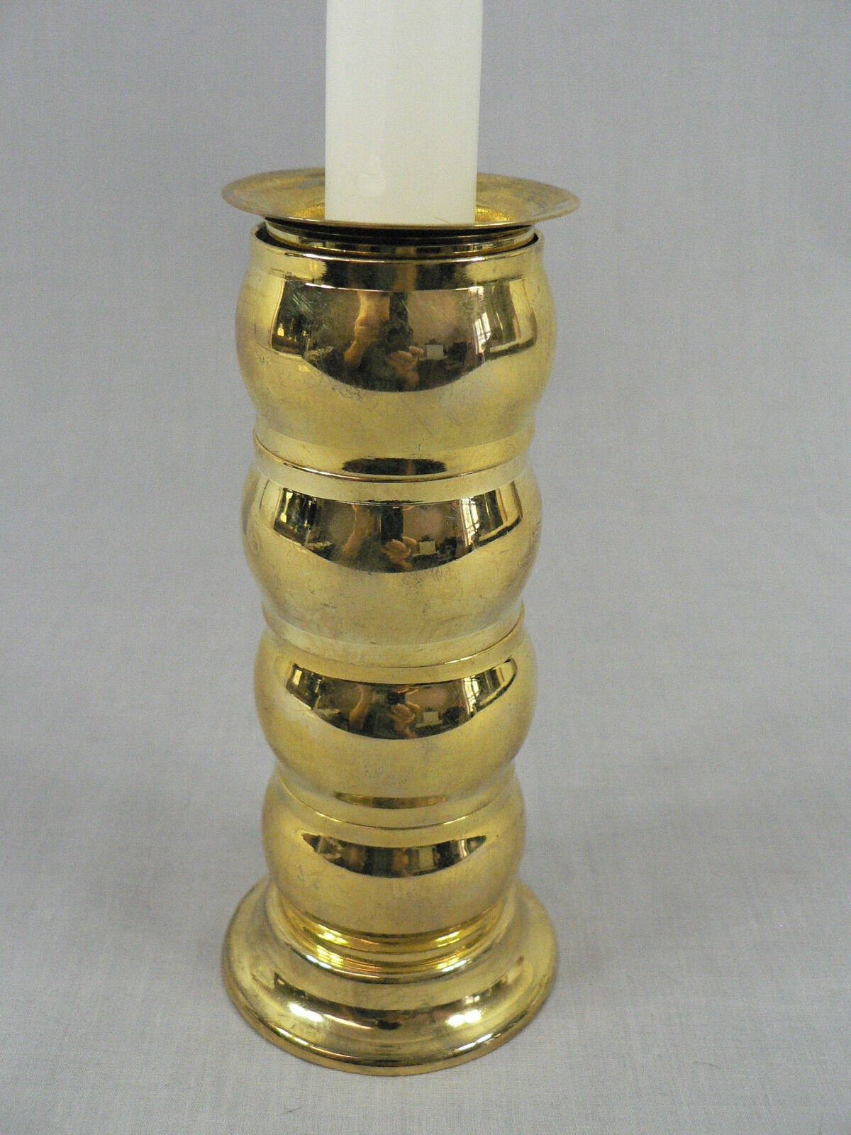 Napkin Rings, Stacked on Brass Candlestick Base 4 Rings and Stand