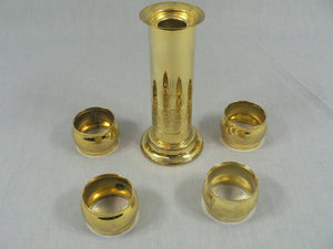 Napkin Rings, Stacked on Brass Candlestick Base 4 Rings and Stand