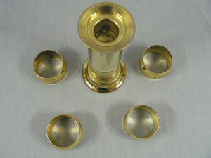 Napkin Rings, Stacked on Brass Candlestick Base 4 Rings and Stand