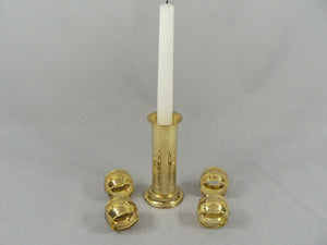 Napkin Rings, Stacked on Brass Candlestick Base 4 Rings and Stand