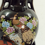 Load image into Gallery viewer, Asian Peacock Hand Painted Porcelain Vase with Synthetic Wagon Cart Stand
