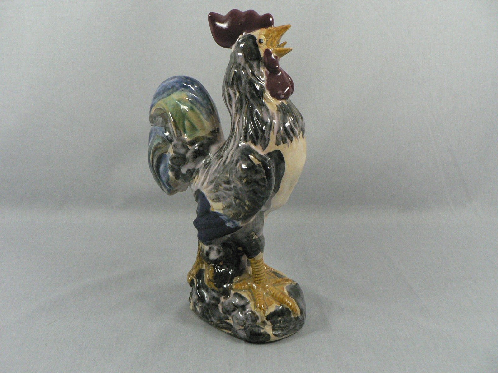 Rooster Ceramic Figurine Primitive Artistic Folk Art Farmhouse Cottage Core Deco