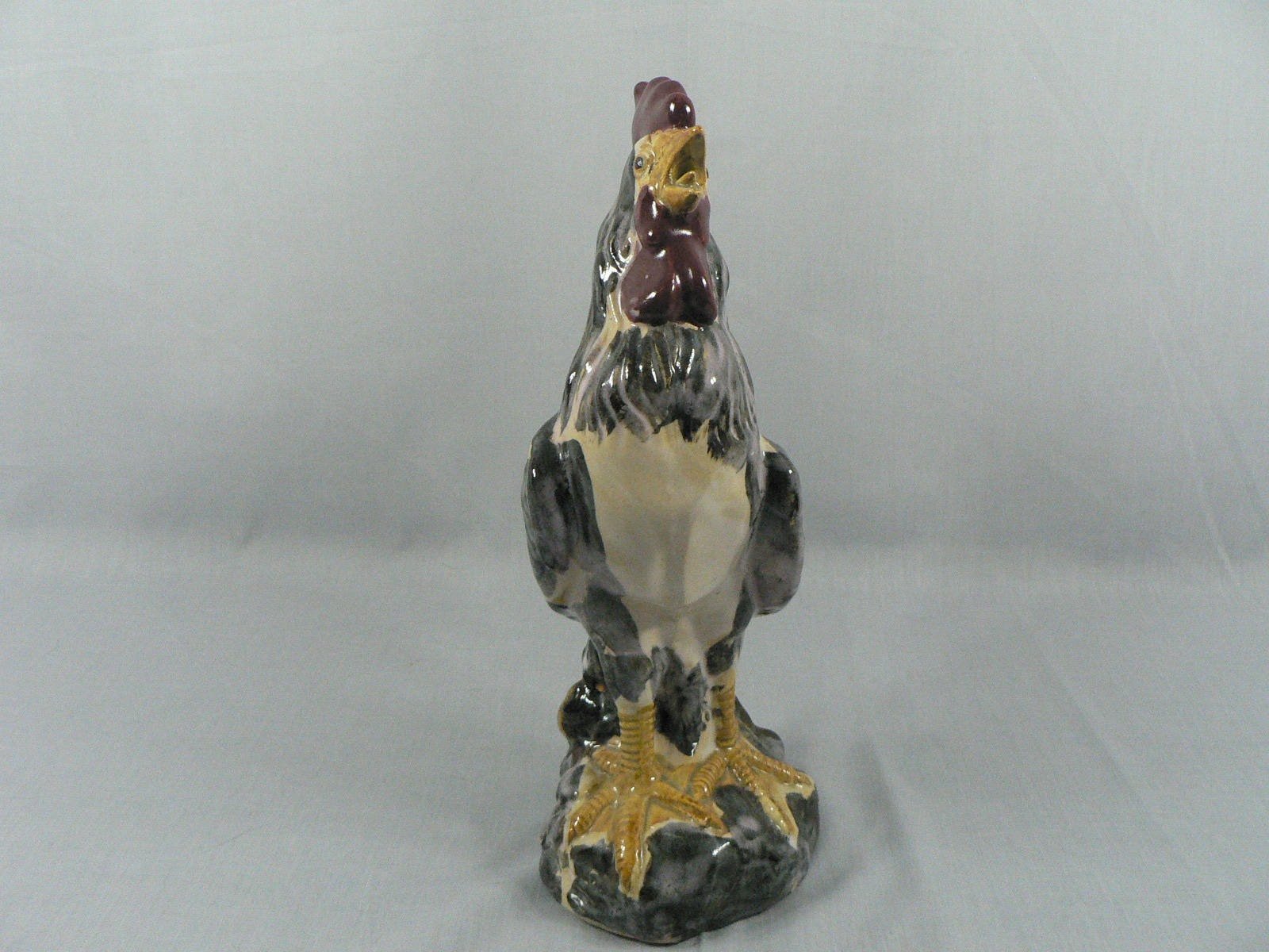 Rooster Ceramic Figurine Primitive Artistic Folk Art Farmhouse Cottage Core Deco