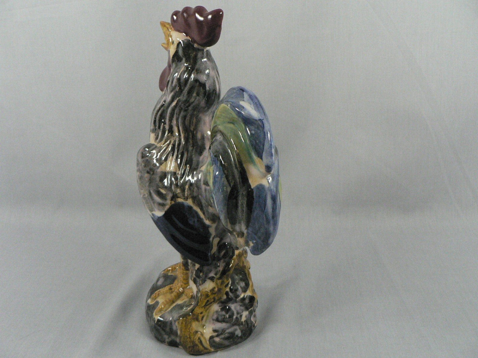 Rooster Ceramic Figurine Primitive Artistic Folk Art Farmhouse Cottage Core Deco