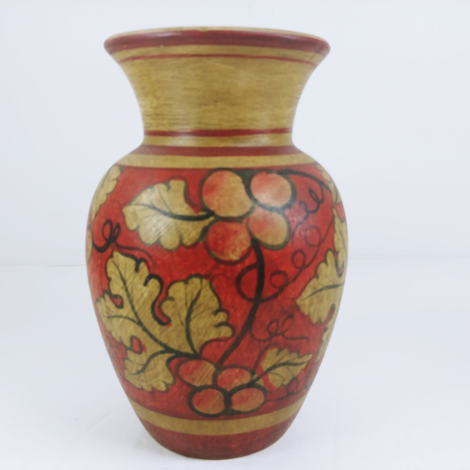 Ceramic Crock Vase Grapevine Design