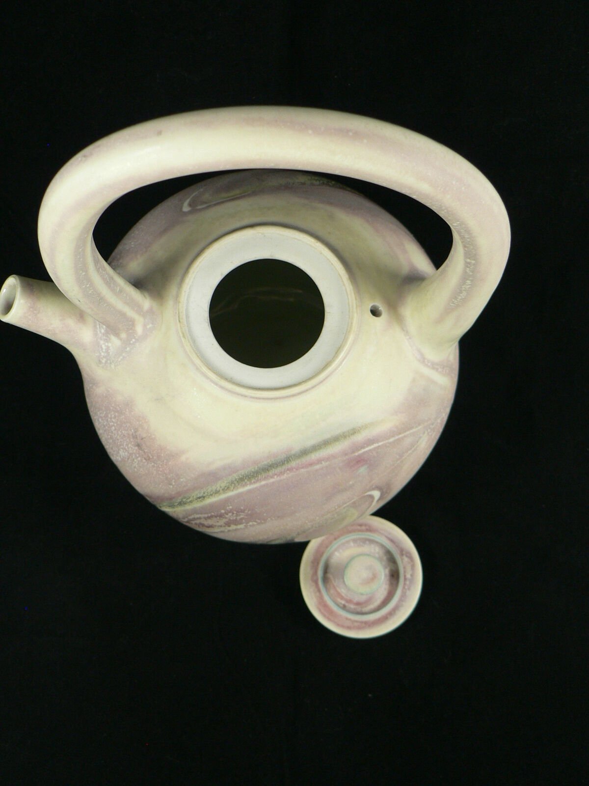 Ceramic Pottery Teapot Fixed Handle Signed by Artist Shannon