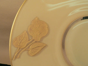 Centerpiece Charger Plate Glass Embossed Floral Border 3-D Effect back glazed
