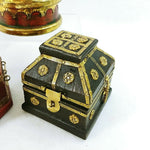 Load image into Gallery viewer, Trinket Boxes Wooden Hinged Lids Metal Trim Accent Red Lined Felt Pad Feet 3 pcs
