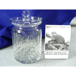 Load image into Gallery viewer, Glass Jam Honey Jar w Lid Geometric Cuts Vintage Kitchenware 5&quot;
