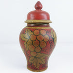 Load image into Gallery viewer, Decorative Storage Urn Canister Ginger Jar Lid Hand Painted Grapevine Design
