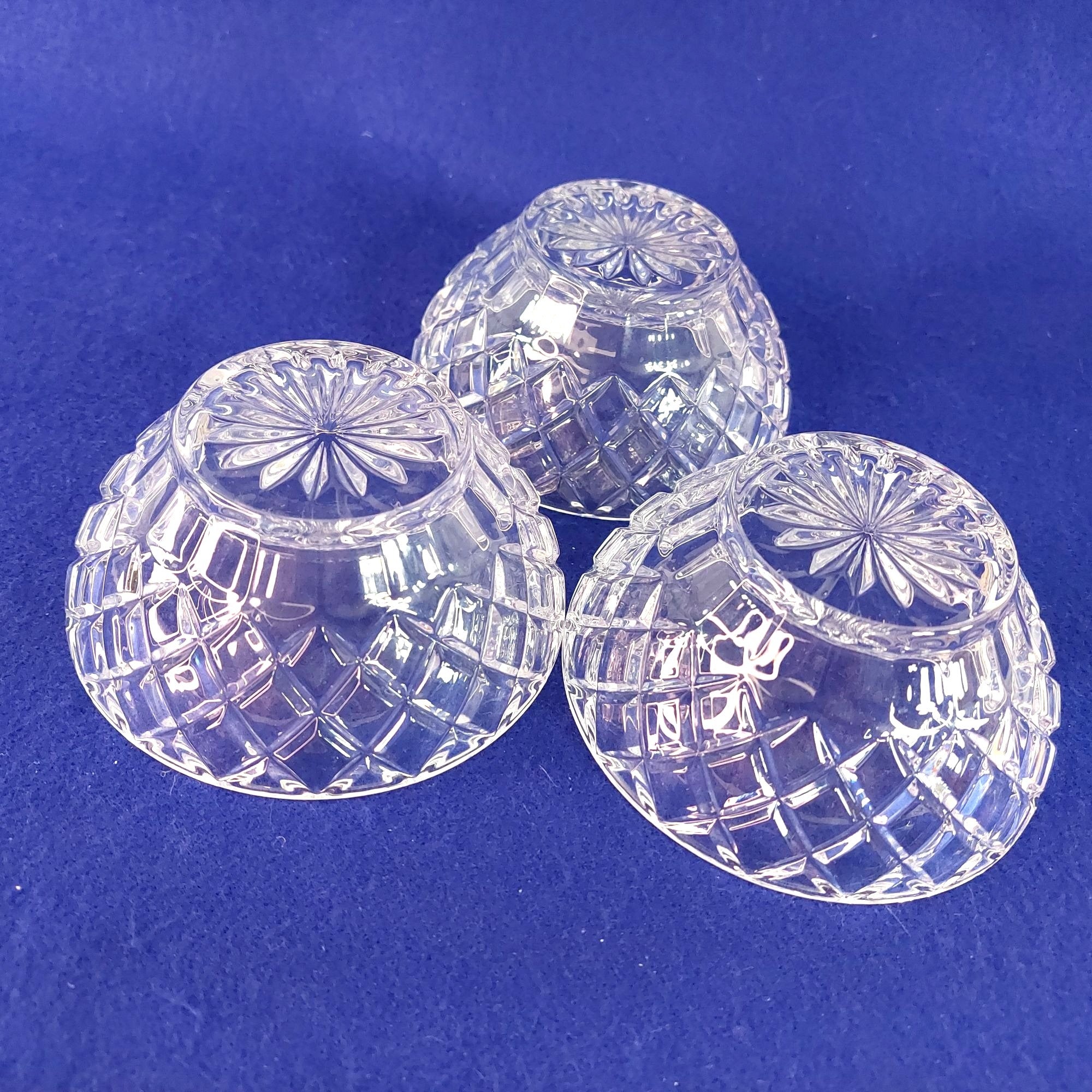 Lenox Bowl Crystal Diamond Criss Cross 5" Dia Original Decal Vintage Set of 3