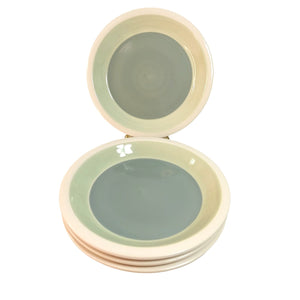 Plates DANSK Handpaints Shallow Rim Dessert Green Cream Vintage 8" Dia Set of 4