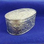 Load image into Gallery viewer, Metal Embossed Relief Oval Trinket Box Red Velvet Lined
