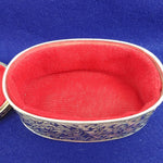 Load image into Gallery viewer, Metal Embossed Relief Oval Trinket Box Red Velvet Lined
