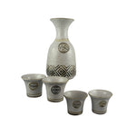 Load image into Gallery viewer, Pottery Wine Vino Carafe Decanter &amp; Glasses Cups stamped Pottery Kraft USA
