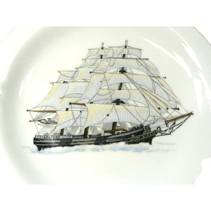 Wall Decor or Ashtray Mid-Century Schooner Sailing Ship Porcelain Collectible
