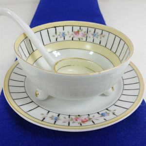 Noritake Footed Mayo Relish Condiment Sauce Bowl Dish and Spoon Hallmark Stamped