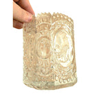 Load image into Gallery viewer, Vase Ornate 8 Panel Sides Clear Glass Embossed Bird Design Saw Tooth Rim
