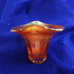 Load image into Gallery viewer, Carnival Glass Amber Lustre Top Hat Fluted Rim Vase
