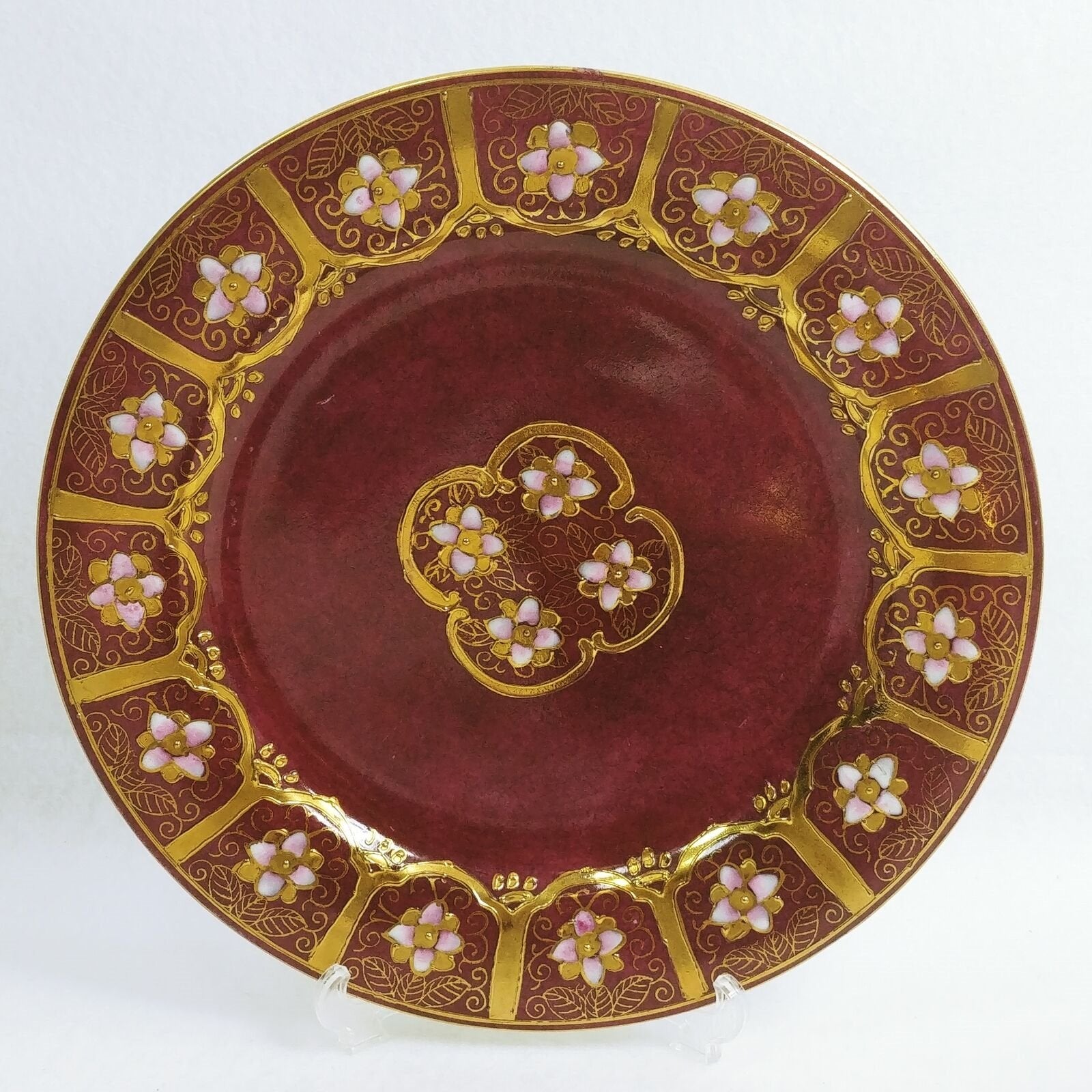 Dinner and Salad Plate & Vase Toyo Orig. Decal Decorative Moriage Relief Texture