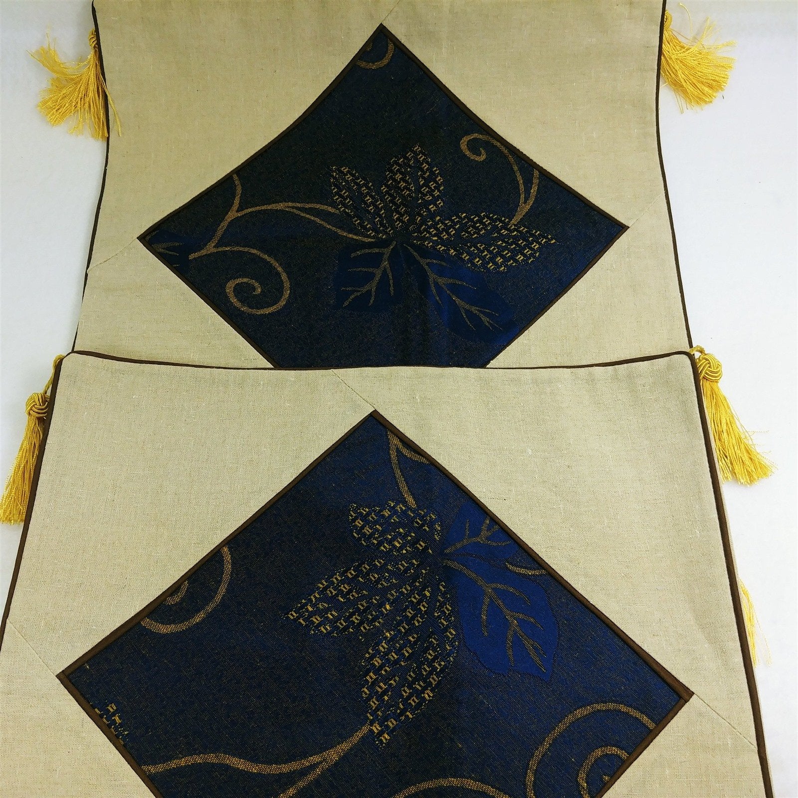 Tan and Navy Pillow Covers Pair