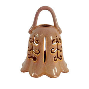 Candle Lantern Bell Shape Openwork Ceramic Bottom Loaded 8.5"