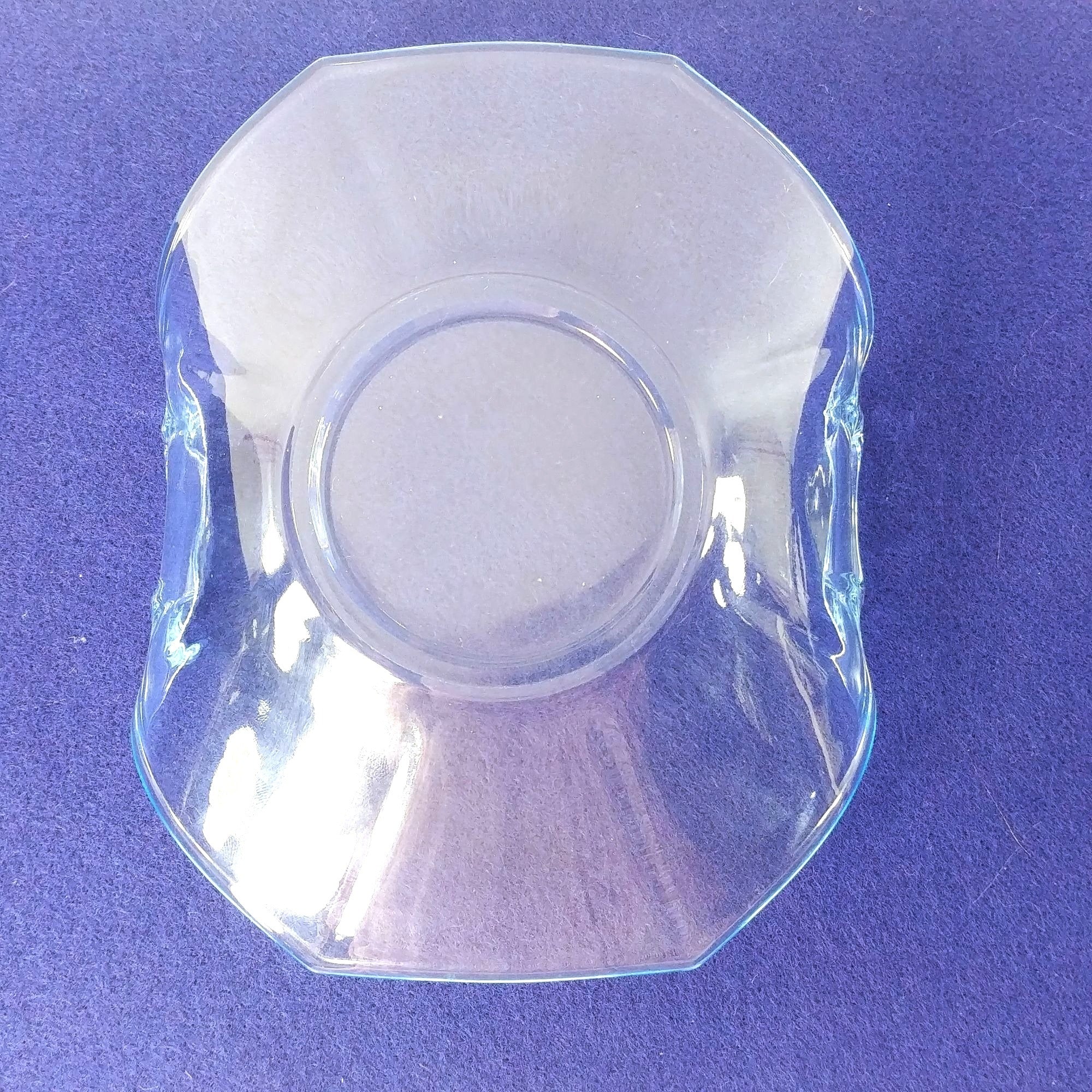 Candy Dish Candle Holder Blue Glass Folded Sides Decorative Handles Vintage