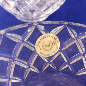 Lenox Bowl Crystal Diamond Criss Cross 5" Dia Original Decal Vintage Set of 3