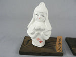 Load image into Gallery viewer, Japanese Hakata Dolls Mini Geisha Figurines 2 Stands Bisque 3 pcs Original decal
